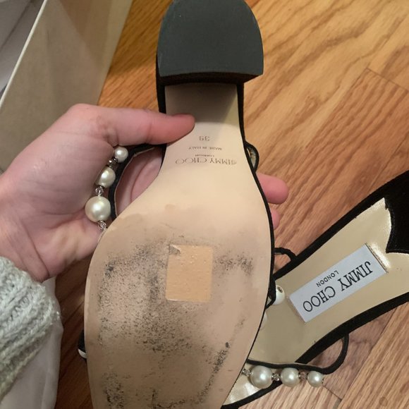 JIMMY CHOO Suede Beaded Accents Slides - Size 9 - Picture 10 of 11